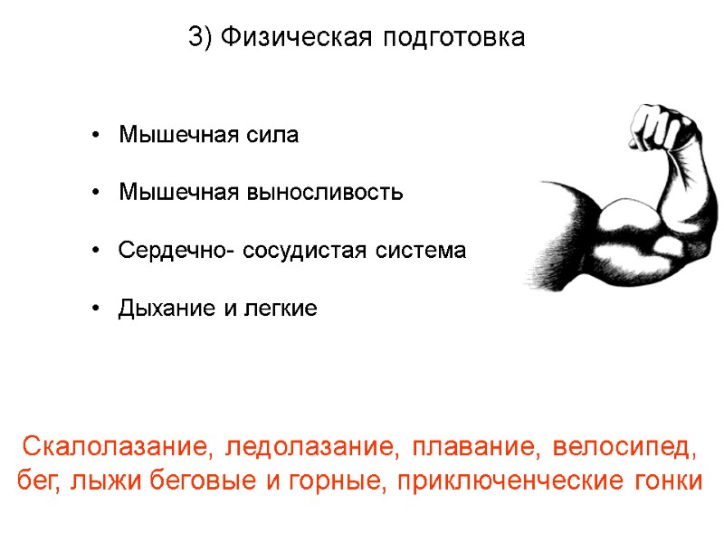 Мышечная сила  Мышечная выносливость  Сердечно- сосудистая система  Дыхание и легкие 